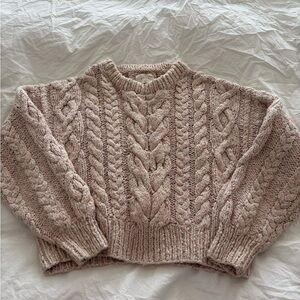 Doen Textured Cable Knit Sweater - Light Pink
